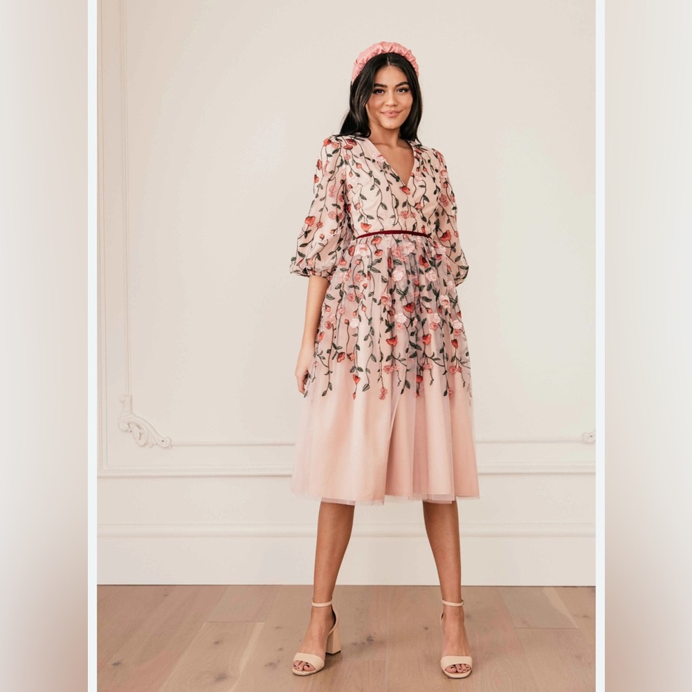 JessaKae Holy Floral Embroidered Midi Dress